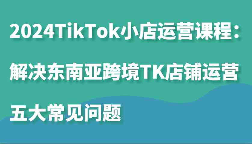 2024TikTok小店运营课程：解决东南亚跨境TK店铺运营五大常见问题-来友网创