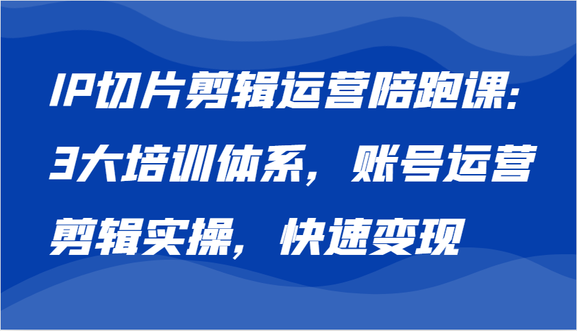 IP切片剪辑运营陪跑课，3大培训体系：账号运营 剪辑实操 快速变现-来友网创