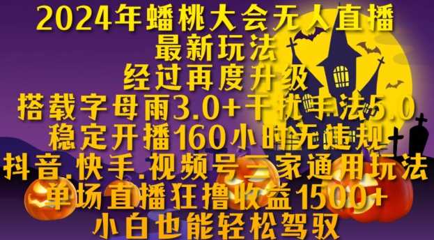 2024年蟠桃大会无人直播最新玩法，稳定开播160小时无违规，抖音、快手、视频号三家通用玩法【揭秘】-来友网创