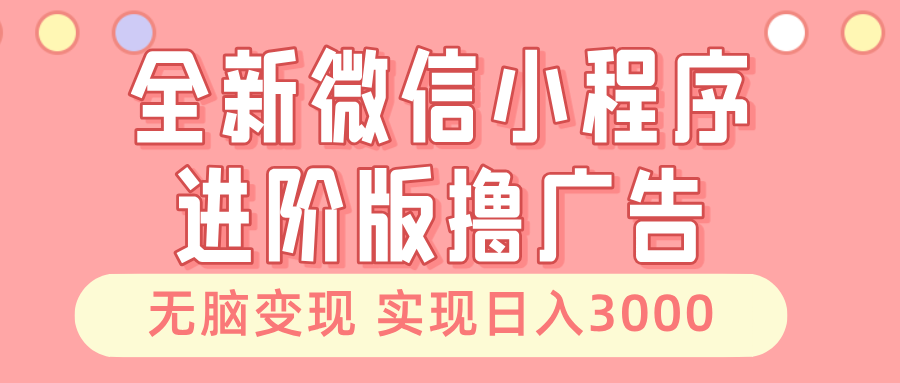 （13197期）全新微信小程序进阶版撸广告 无脑变现睡后也有收入 日入3000＋-来友网创