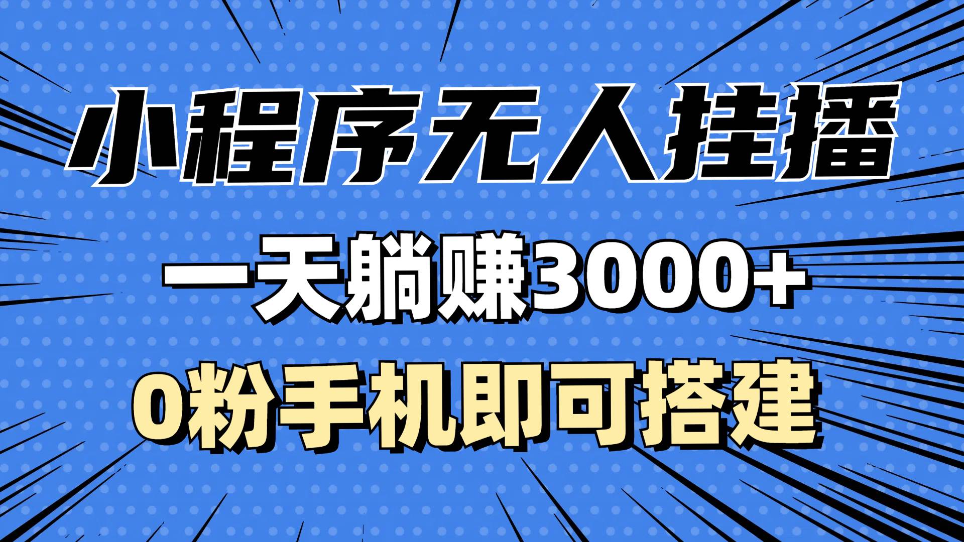 （13209期）抖音小程序无人挂播，一天躺赚3000+，0粉手机可搭建，不违规不限流，小…-来友网创