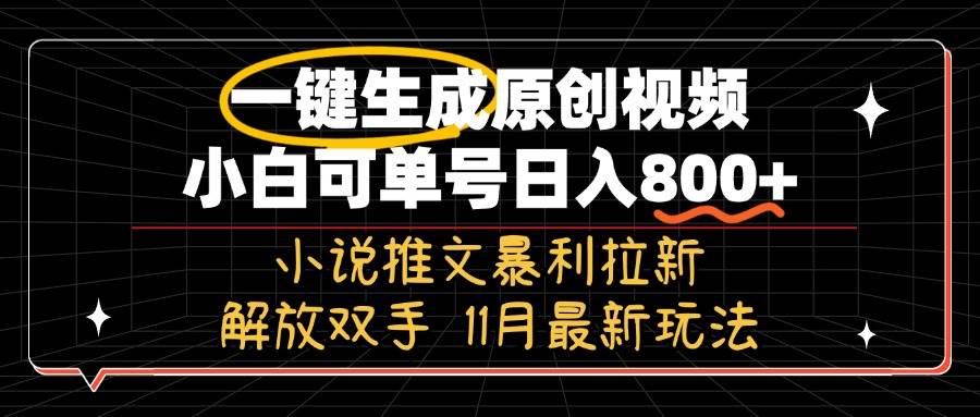 （13215期）11月最新玩法小说推文暴利拉新，一键生成原创视频，小白可单号日入800+…-来友网创