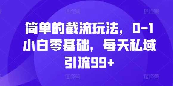 简单的截流玩法，0-1小白零基础，每天私域引流99+【揭秘】-来友网创