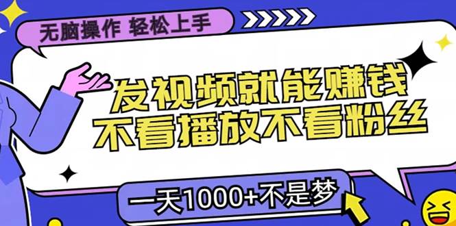 （13283期）无脑操作，只要发视频就能赚钱？不看播放不看粉丝，小白轻松上手，一天…-来友网创