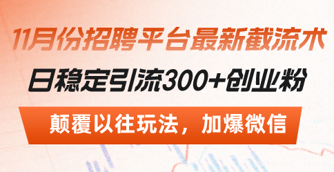 （13309期）招聘平台最新截流术，日稳定引流300+创业粉，颠覆以往玩法 加爆微信-来友网创