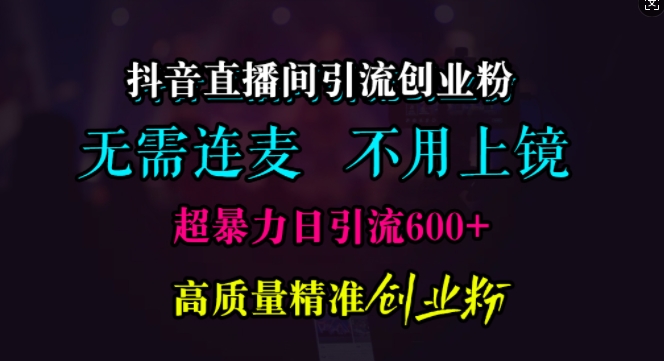 抖音直播间引流创业粉，无需连麦、无需上镜，超暴力日引流600+高质量精准创业粉【揭秘】-来友网创