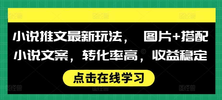 小说推文最新玩法， 图片+搭配小说文案，转化率高，收益稳定-来友网创