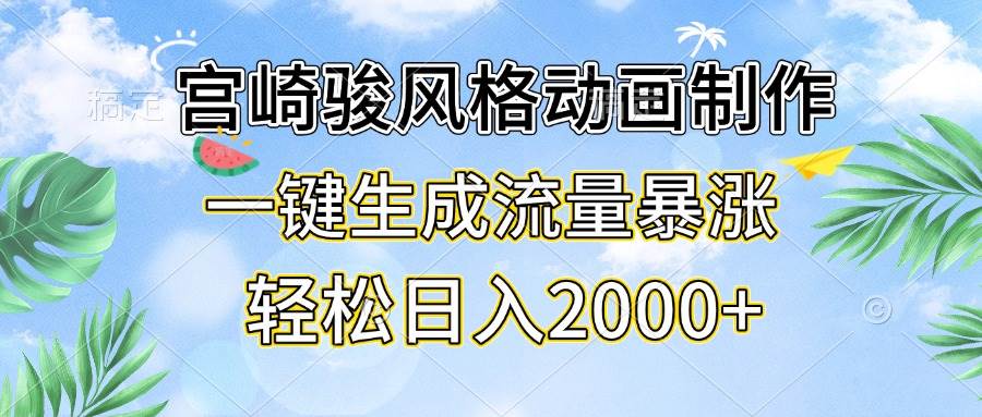 （13386期）宫崎骏风格动画制作，一键生成流量暴涨，轻松日入2000+-来友网创