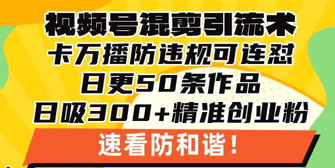 （13400期）视频号混剪引流技术，500万播放引流17000创业粉，操作简单当天学会-来友网创