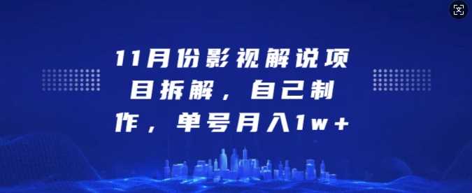 11月份影视解说项目拆解，自己制作，单号月入1w+【揭秘】-来友网创