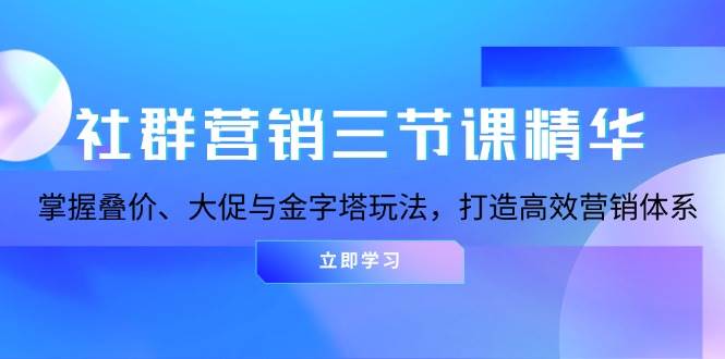 （13431期）社群营销三节课精华：掌握叠价、大促与金字塔玩法，打造高效营销体系-来友网创