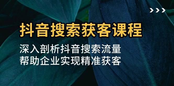 （13465期）抖音搜索获客课程：深入剖析抖音搜索流量，帮助企业实现精准获客-来友网创