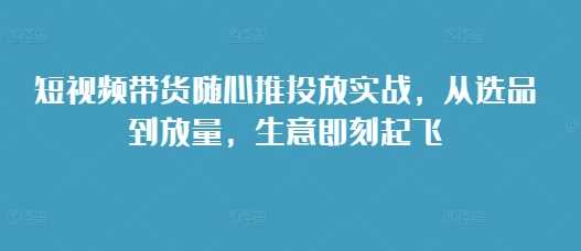 短视频带货随心推投放实战，从选品到放量，生意即刻起飞-来友网创