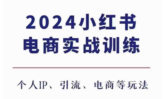 2024小红书电商3.0实战训练，包含个人IP、引流、电商等玩法-来友网创