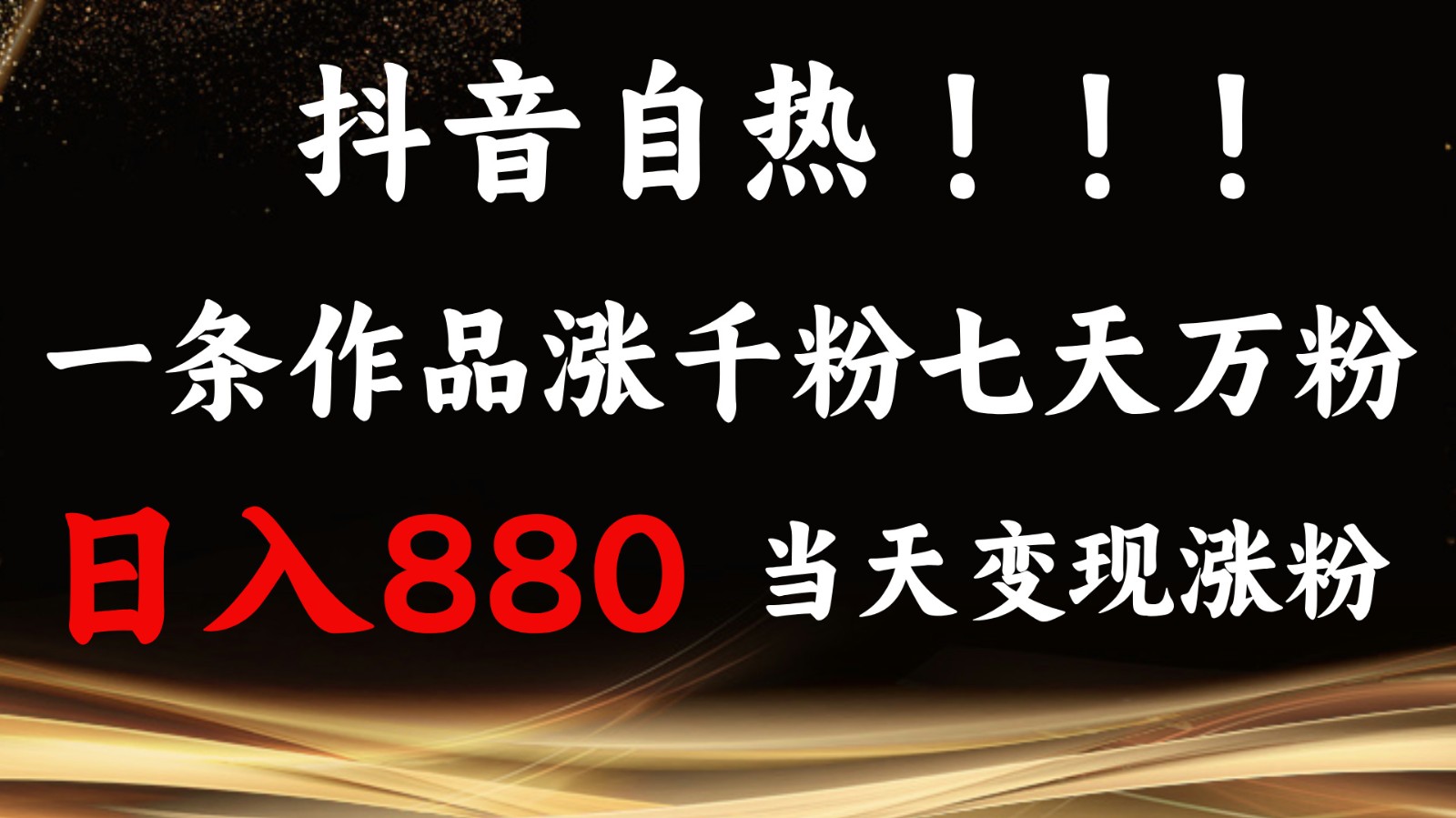 抖音小红书自热，一条作品1000粉，7天万粉，单日变现880收益-来友网创