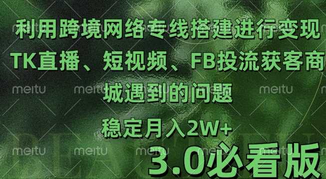 利用跨境电商网络及搭建TK直播、短视频、FB投流获客以及商城遇到的问题进行变现3.0必看版【揭秘】-来友网创