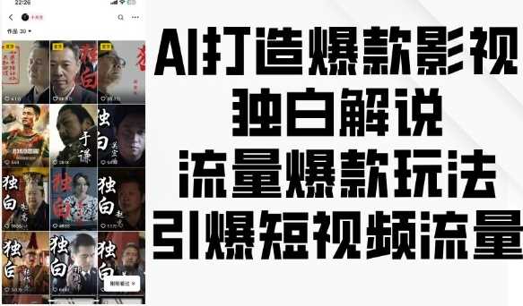 AI打造爆款影视独白解说，流量爆款玩法，引爆短视频流量-来友网创