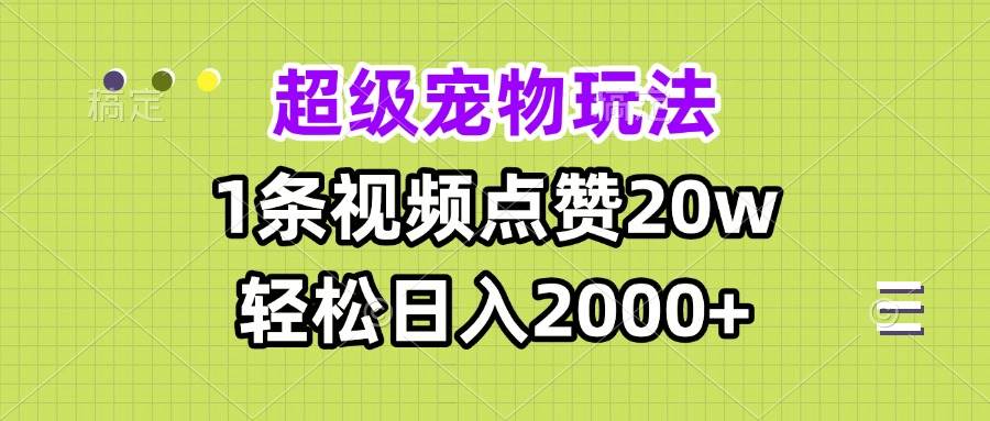 （13578期）超级宠物视频玩法，1条视频点赞20w，轻松日入2000+-来友网创