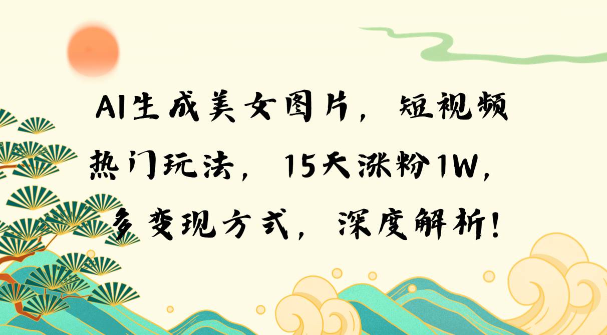 （13581期）AI生成美女图片，短视频热门玩法，15天涨粉1W，多变现方式，深度解析!-来友网创