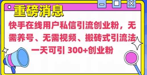 快手最新引流创业粉方法，无需养号、无需视频、搬砖式引流法【揭秘】-来友网创