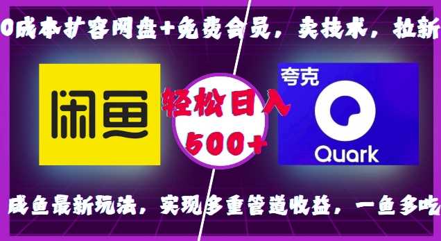 0成本扩容网盘+免费会员，卖技术，拉新，咸鱼最新玩法，实现多重管道收益，一鱼多吃，轻松日入500+-来友网创