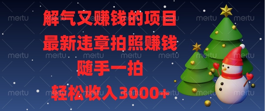 （13686期）解气又赚钱的项目，最新违章拍照赚钱，随手一拍，轻松收入3000+-来友网创