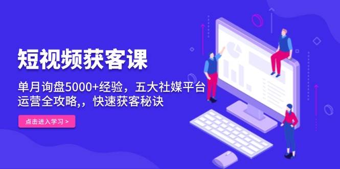 短视频获客课，单月询盘5000+经验，五大社媒平台运营全攻略,，快速获客秘诀-来友网创