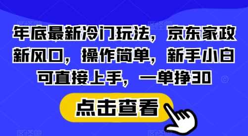 年底最新冷门玩法，京东家政新风口，操作简单，新手小白可直接上手，一单挣30【揭秘】-来友网创