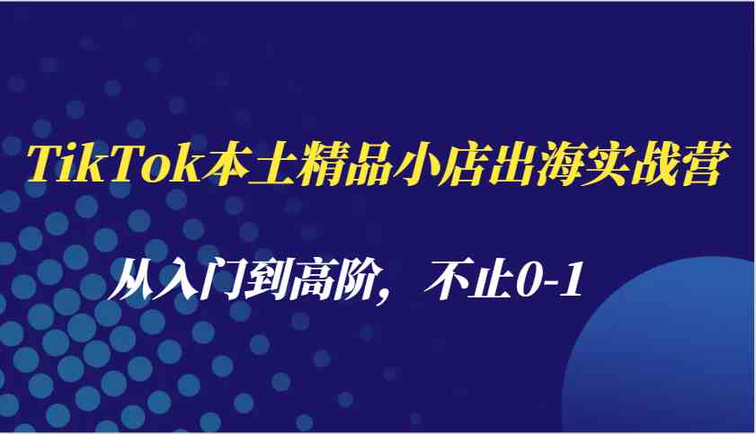 TikTok本土精品小店出海实战营，从入门到高阶，不止0-1-来友网创