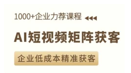 AI短视频矩阵获客实操课，企业低成本精准获客-来友网创