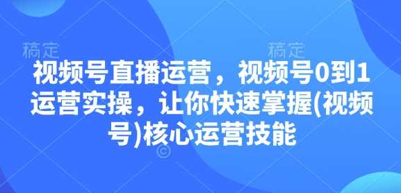 视频号直播运营，视频号0到1运营实操，让你快速掌握(视频号)核心运营技能-来友网创