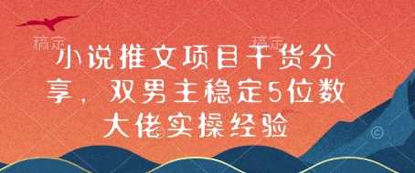 小说推文项目干货分享，双男主稳定5位数大佬实操经验-来友网创