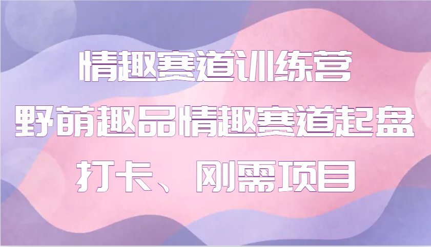 情趣赛道训练营 野萌趣品情趣赛道起盘打卡、刚需项目-来友网创