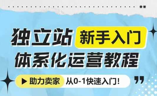 独立站新手入门体系化运营教程，助力独立站卖家从0-1快速入门!-来友网创