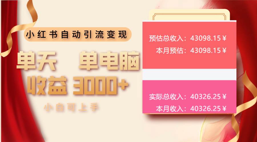 （13999期）小红书自动引流变现 单天单电脑收益3000+  小白可上手-来友网创