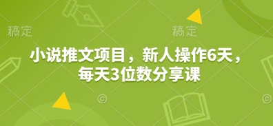 小说推文项目，新人操作6天，每天3位数分享课-来友网创