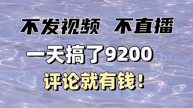 （14018期）不发作品不直播，评论就有钱，一条最高10块，一天搞了9200-来友网创