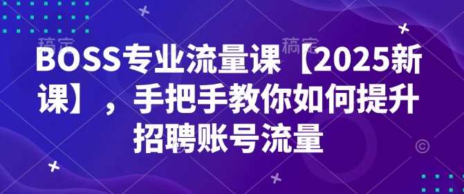 BOSS专业流量课【2025新课】，手把手教你如何提升招聘账号流量-来友网创