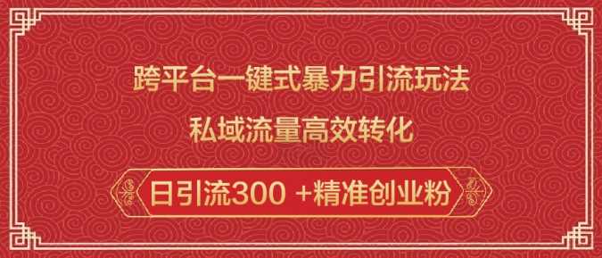 跨平台一键式暴力引流玩法，私域流量高效转化日引流300 +精准创业粉-来友网创