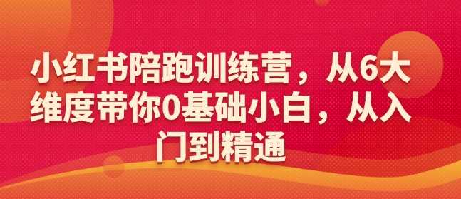 小红书陪跑训练营，从6大维度带你0基础小白，从入门到精通-来友网创