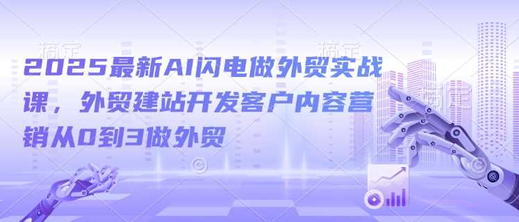 2025最新AI闪电做外贸实战课，外贸建站开发客户内容营销从0到3做外贸-来友网创