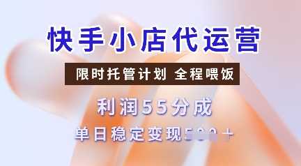 快手小店代运营，限时托管计划，收益55分，单日稳定变现多张【揭秘】-来友网创