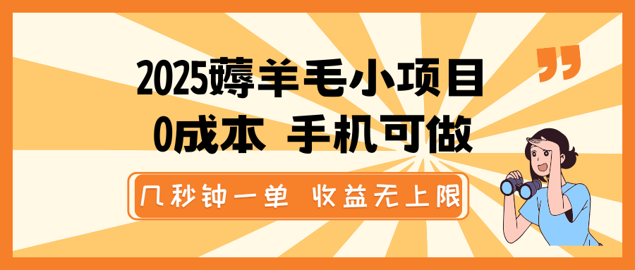 2025薅羊毛小项目，0成本 手机可做，几秒钟一单，收益无上限-来友网创