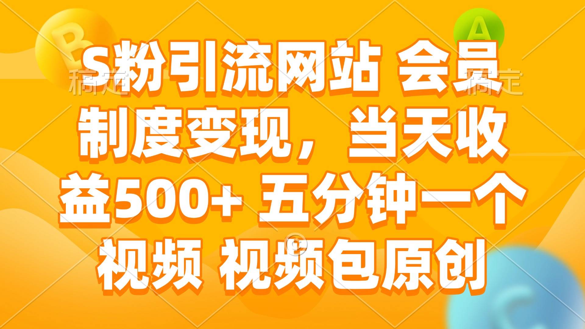 （14129期）S粉引流网站 会员制度变现，当天收益500+ 五分钟一个视频 视频包原创-来友网创