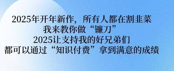 2025年开年新作，所有人都在割韭菜，我来教你做“镰刀” 2025让支持我的好兄弟们都可以通过“知识付费”拿到满意的成绩【揭秘】-来友网创