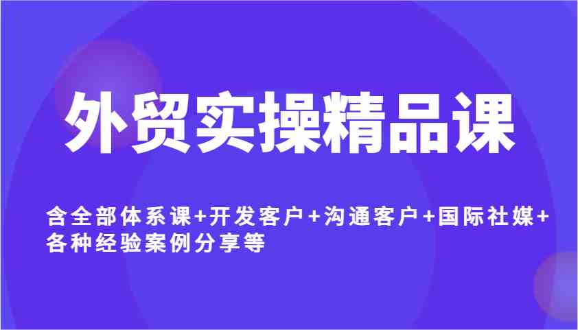 外贸实操精品课，含全部体系课+开发客户+沟通客户+国际社媒+各种经验案例分享等-来友网创