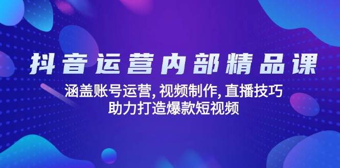 （14204期）抖音运营内部精品课：涵盖账号运营, 视频制作, 直播技巧, 助力打造爆款…-来友网创