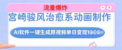 宫崎骏风治愈系动画制作，AI软件一键生成原创视频流量爆炸，单日变现多张，详细实操流程-来友网创