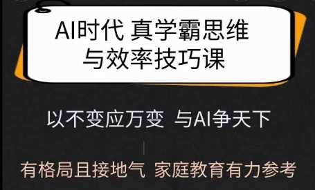 Ai时代真学霸思维与学习方法课，有格局且接地气，家庭教育有力参考-来友网创