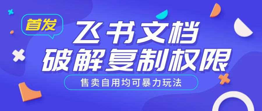 首发飞书文档破解复制权限，售卖自用均可暴力玩法-来友网创